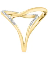 Effy Diamond Interlocking Loop Abstract Statement Ring (1/4 ct. t.w.) Yellow Gold (Also available 14k Rose Gold)