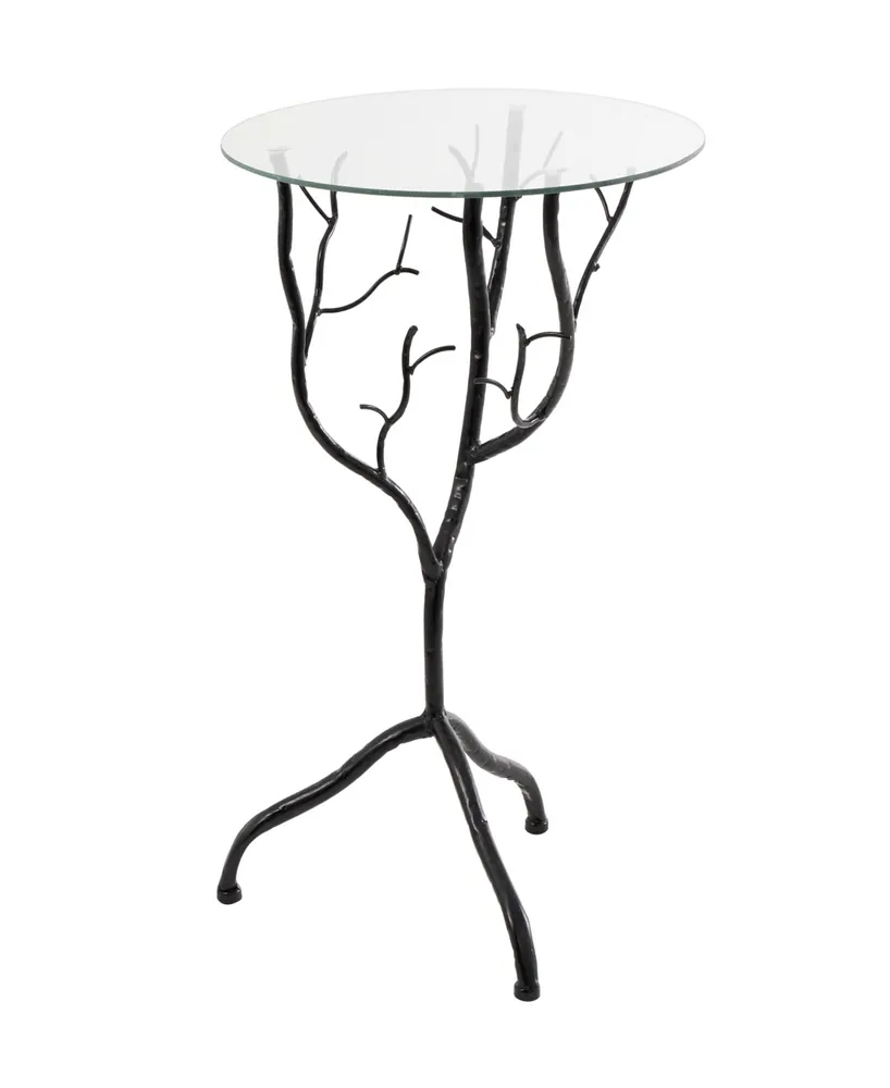 Rosemary Lane 22" Metal Branch with Glass Top Accent Table