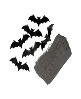 9.75' Gauze and Bats Halloween Decoration Kit, 7-Piece