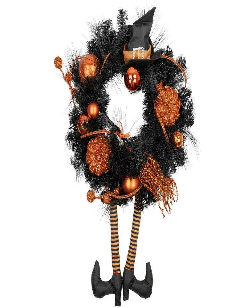 Witch and Pumpkins Halloween Wreath, 24" Unlit