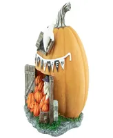 7" Led Lighted Pumpkin Village Halloween Decoration