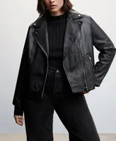 Mango Women's Leather Biker Jacket