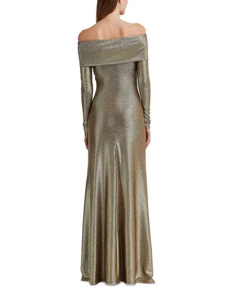 Lauren Ralph Lauren Women's Off-The-Shoulder Metallic Gown