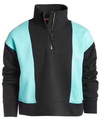 Id Ideology Big Girls Colorblocked Quarter-Zip Long-Sleeve Top, Created for Macy's