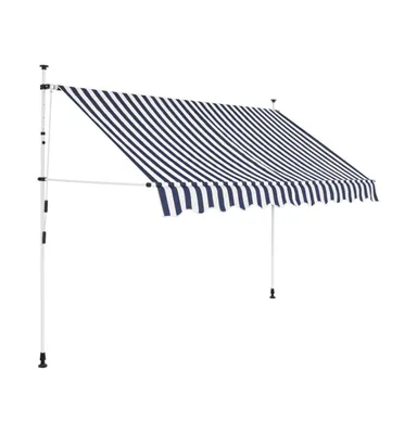 Manual Retractable Awning 118" Blue and White Stripes