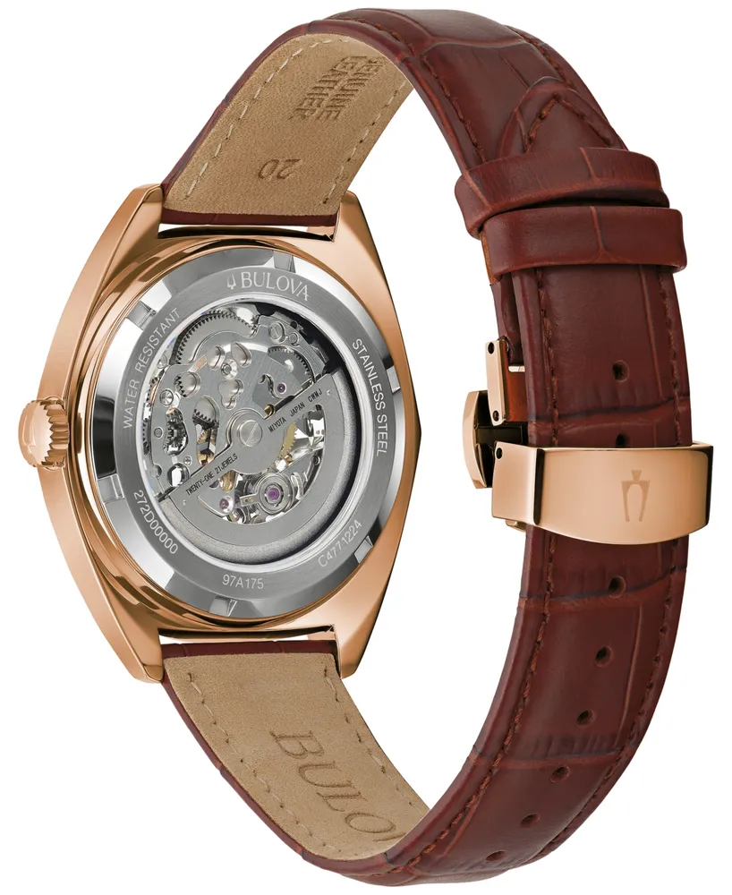 Bulova Men's Automatic Classic Surveyor Brown Leather Strap Watch 41mm