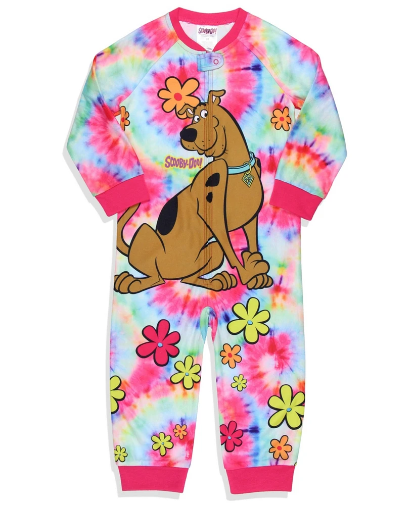 Scooby-Doo Toddler Girls Tie-Dye Flower Union Suit Footless Sleep Pajama