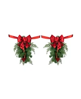 Set of 2 Mixed Cedar and Pine Christmas Chair Back Swags
