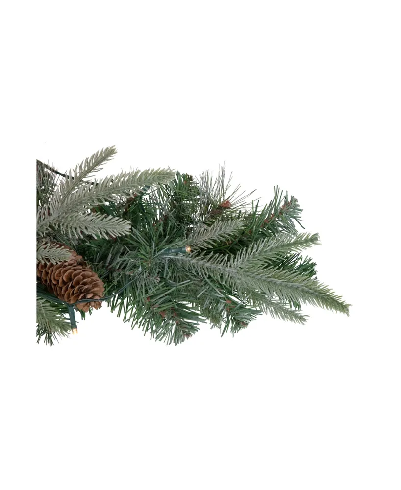 32" Pre-Lit Artificial Mixed Pine and Pine Cone Christmas Snowflake Wreath