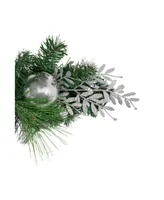 6' Pine Needle Garland with Pinecones and Striped Christmas Ornaments Unlit