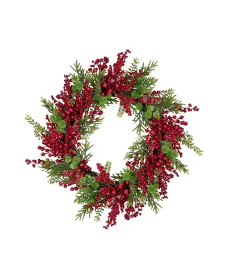 Artificial Frosted Berry and Pine Christmas Wreath 28" Unlit