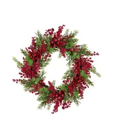 Artificial Frosted Berry and Pine Christmas Wreath 28" Unlit