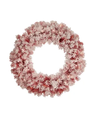 Pre-Lit Flocked Artificial Christmas Wreath 36" Clear Lights