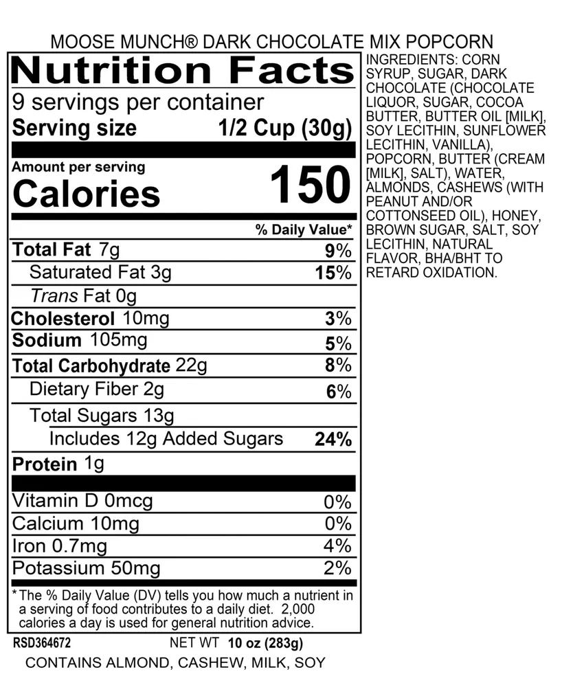 Harry & David Macy's Holiday Moose Munch 10 oz. Premium Caramel Coated Popcorn with Nuts and Dark Chocolate Mix, 3 Pack