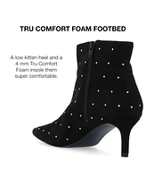 Journee Collection Women's Rossia Stud Embellished Pointed Toe Kitten Heel Dress Booties