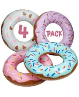 Kicko Inflatable Donut Kids' Pool Float - 4 Pack Multi-Colored 18 Inch Frosted Looking Doughnut Blow