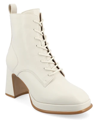 Journee Collection Women's Kalindi Block Heel Combat Booties