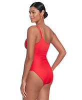 Lauren Ralph Lauren Women's Double-Strap One-Shoulder Swimsuit