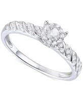 Promised Love Diamond Halo Cluster Ring (1/3 ct. t.w.) in Sterling Silver