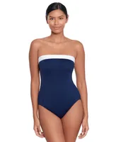 Lauren Ralph Women's Modern Bandeau One Piece Swimsuit