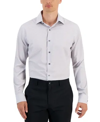 Alfani Men's Slim-Fit 4-Way Stretch Dashes Geo Print Dress Shirt, Created for Macy's