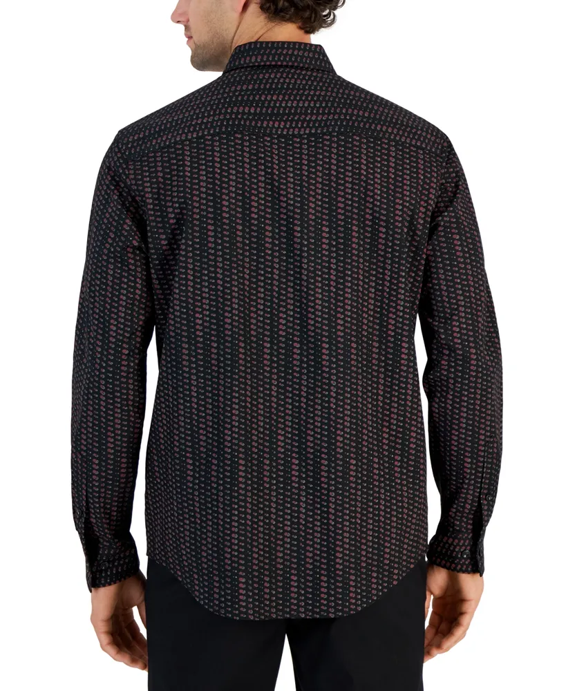 Alfani Men's Round Geometric Print Long-Sleeve Button-Up Shirt, Created for Macy's