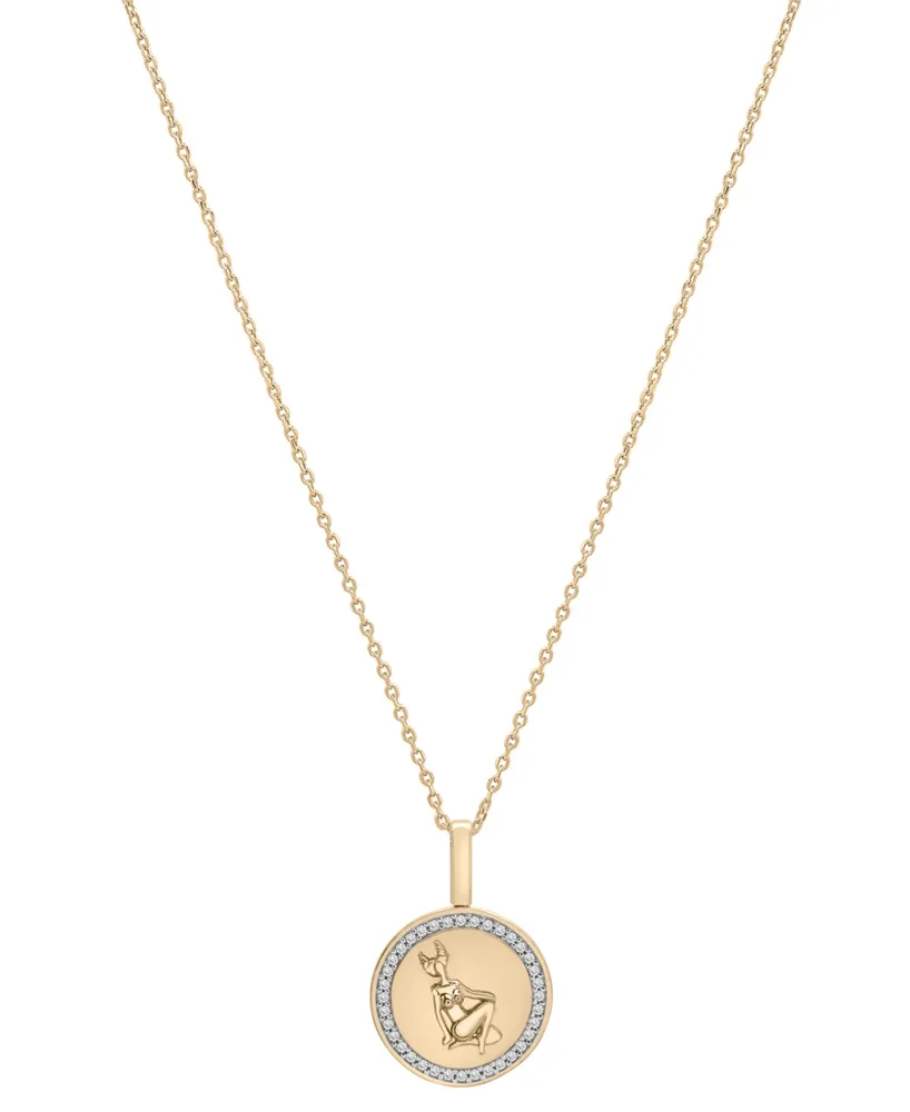 Audrey by Aurate Diamond Taurus Disc 18" Pendant Necklace (1/10 ct. t.w.) in Gold Vermeil, Created for Macy's