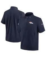 Men's Nike Navy Denver Broncos Sideline Coach Short Sleeve Hoodie Quarter-Zip Jacket