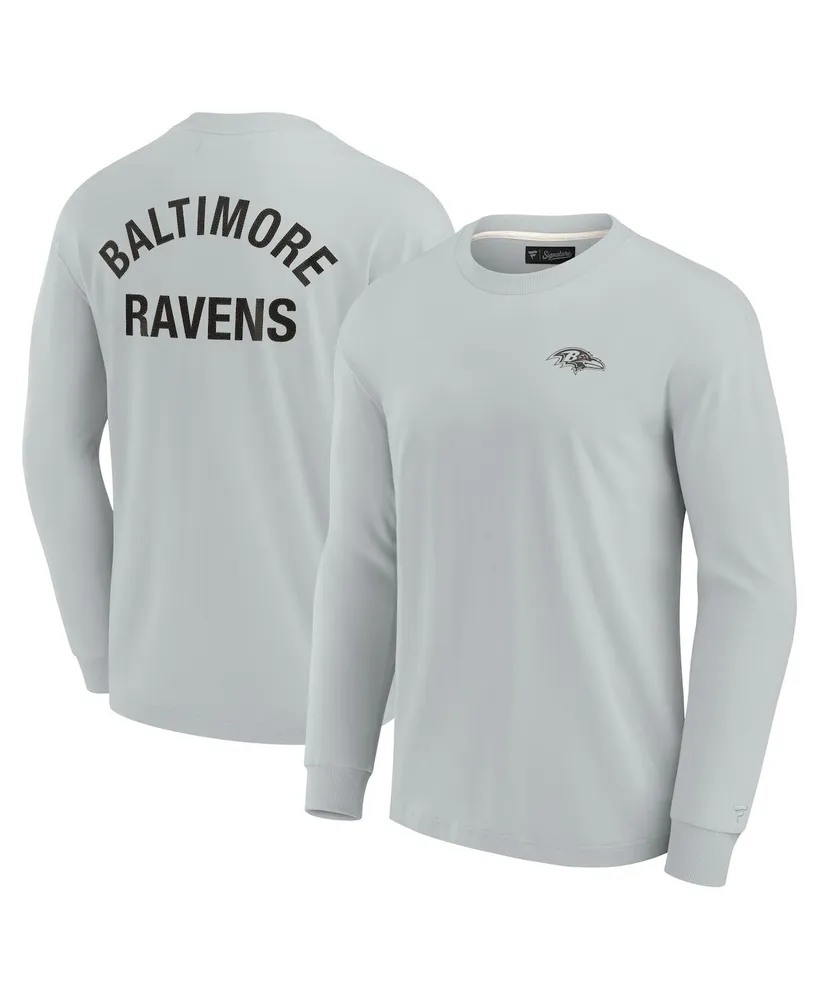 Men's and Women's Fanatics Signature Gray Baltimore Ravens Super Soft Long Sleeve T-shirt