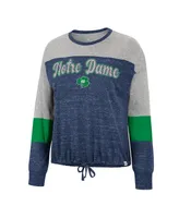 Women's Colosseum Navy Notre Dame Fighting Irish Joanna Tie Front Long Sleeve T-shirt