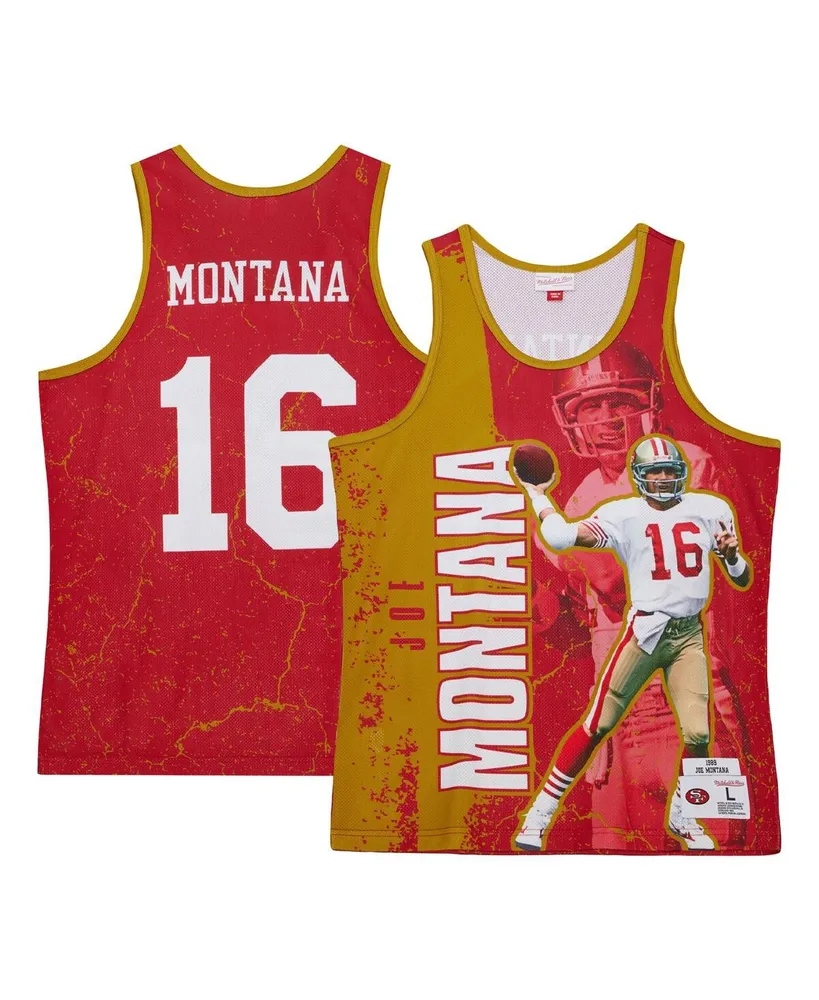 Men's Mitchell & Ness Joe Montana Scarlet San Francisco 49ers 1989 Player Burst Tank Top