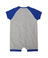 Newborn and Infant Boys Girls Heather Gray Kansas City Royals Extra Base Hit Raglan Full-Snap Romper