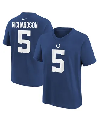 Big Boys Nike Anthony Richardson Royal Indianapolis Colts 2023 Nfl Draft First Round Pick Player Name and Number T-shirt