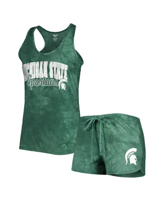 Women's Concepts Sport Green Michigan State Spartans Billboard Tie-Dye Tank and Shorts Sleep Set