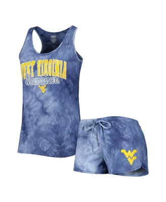 Women's Concepts Sport Navy West Virginia Mountaineers Billboard Tie-Dye Tank and Shorts Sleep Set
