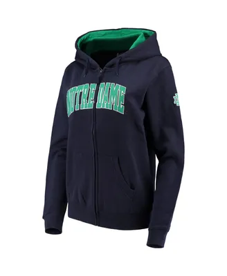 Women's Colosseum Navy Notre Dame Fighting Irish Arched Name Full-Zip Hoodie