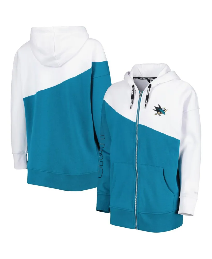 Women's Dkny Sport Teal, White San Jose Sharks Gina Full-Zip Hoodie