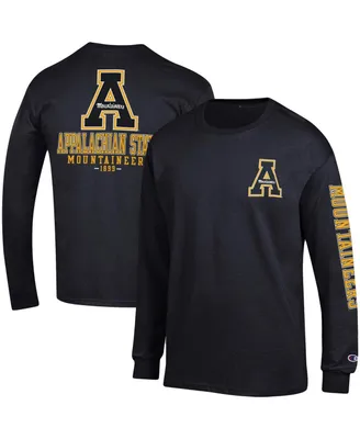 Men's Champion Black Appalachian State Mountaineers Team Stack Long Sleeve T-shirt