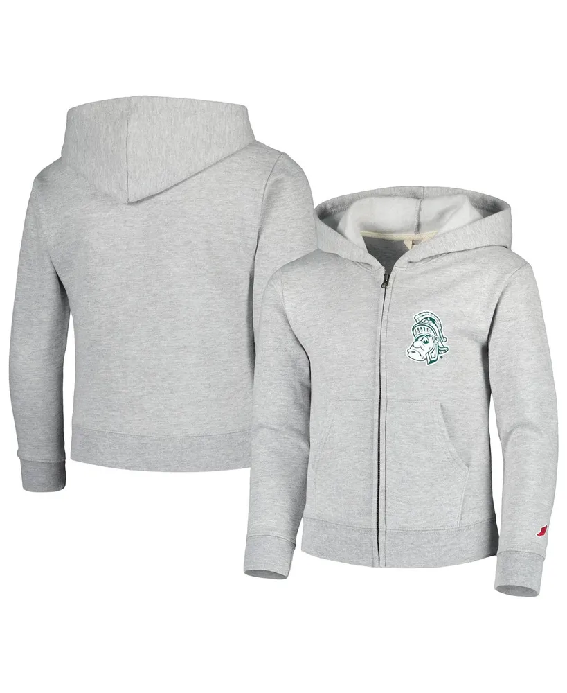 Big Boys League Collegiate Wear Heather Gray Michigan State Spartans Full-Zip Hoodie