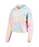 Women's League Collegiate Wear Pink, White Clemson Tigers Tie-Dye Cropped Pullover Hoodie