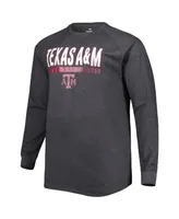 Men's Heather Gray Texas A&M Aggies Big and Tall Two-Hit Raglan Long Sleeve T-shirt