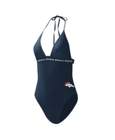 Women's G-iii 4Her by Carl Banks Navy Denver Broncos Full Count One-Piece Swimsuit