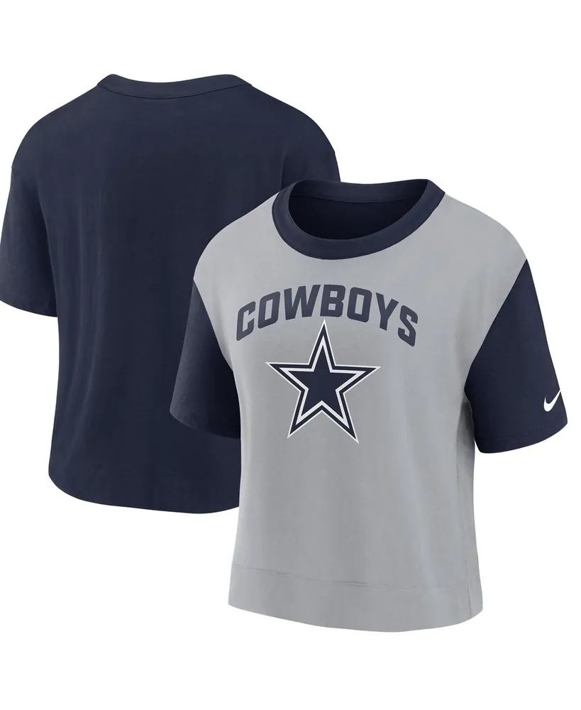 Women's Nike Navy, Silver Dallas Cowboys High Hip Fashion T-shirt