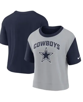 Women's Nike Navy, Silver Dallas Cowboys High Hip Fashion T-shirt