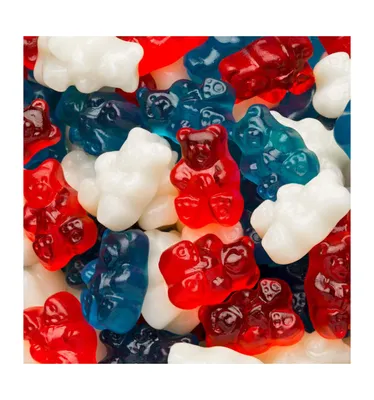 Just Candy 100 Pcs Patriotic Candy Red, White, and Blue Freedom Gummi Bears (1 lb) - 4th of July - Assorted pre