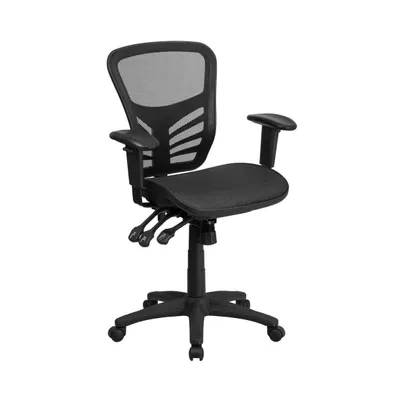 Emma+Oliver Mid-Back Transparent Mesh Multifunction Executive Swivel Ergonomic Office Chair With Adjustable Arms