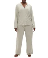 Gap GapBody Women's 2-Pc. Notched-Collar Long-Sleeve Pajamas Set