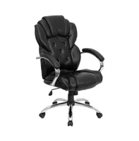 Emma+Oliver High Back Transitional Style Leather Executive Swivel Office Chair With Arms