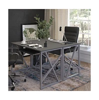 Computer Desk With Pull-Out Keyboard Tray And Cross-Brace Frame