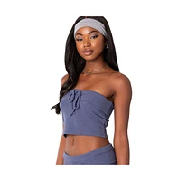 Women's Lizzy Foldover Waffle Tube Top